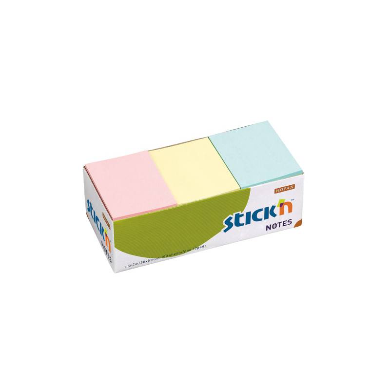 Блок самоклеящийся бумажный Stick`n 21004 38x51мм 100лист. 70г/м2 пастель 3цв.в упак. без упаковки главное фото