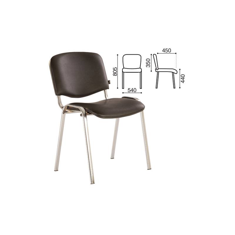 Стул для персонала и посетителей  "Iso CF-001", хромированный каркас, кожзам черный главное фото